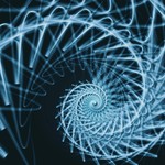 Fascinating blue spiral design with intricate geometric patterns, perfect for creative headers or wallpapers.